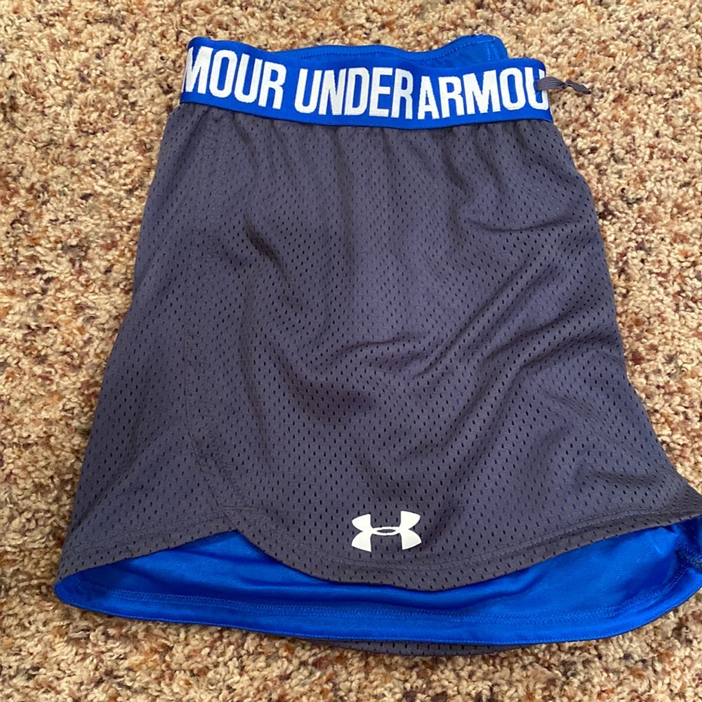 Gray and blue under armor shorts size large